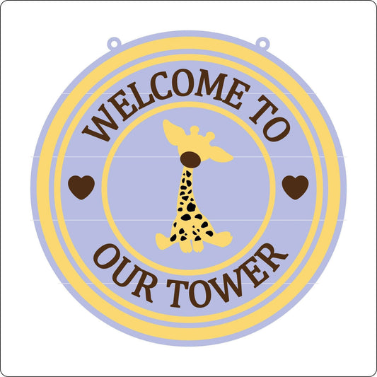 20cm Welcome To Our Tower Giraffe Sign