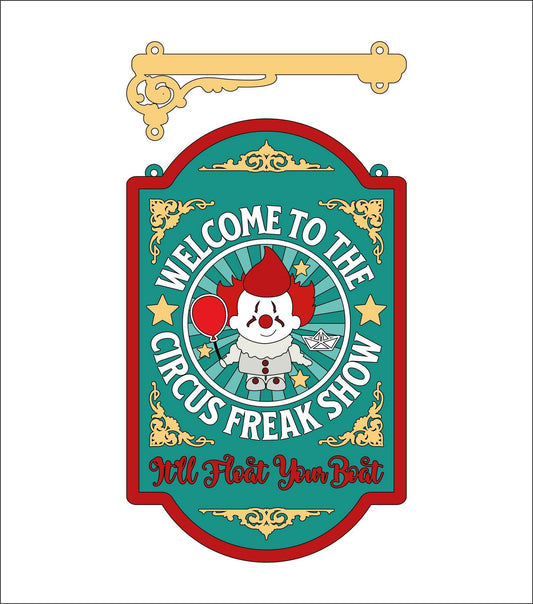 25cm Welcome To The Circus Freak Show Hanging Sign