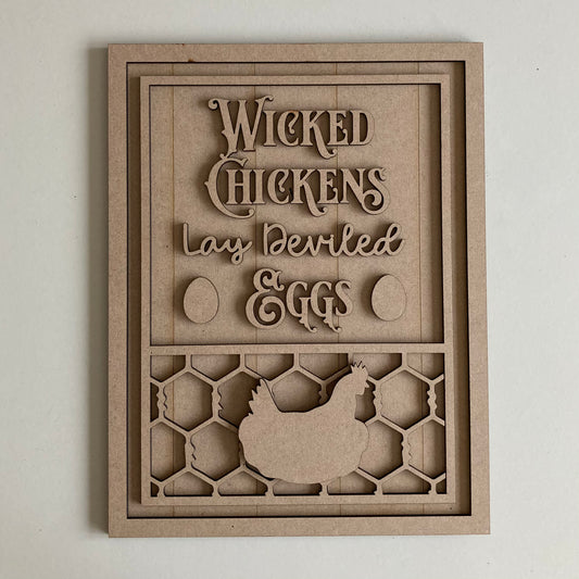 28.5cm Wicked Chickens Lay Deviled Eggs Sign