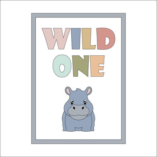25cm Wild One Hippo Sign