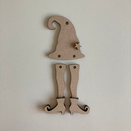 14.5cm Witch Hat & Legs Dangly Decoration