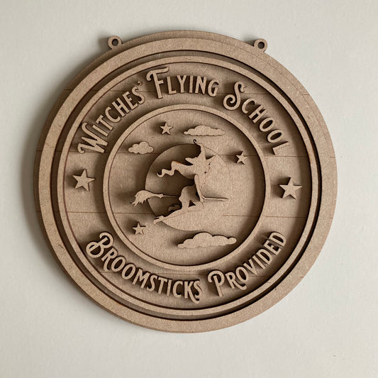 20cm The Witches' Flying School Sign