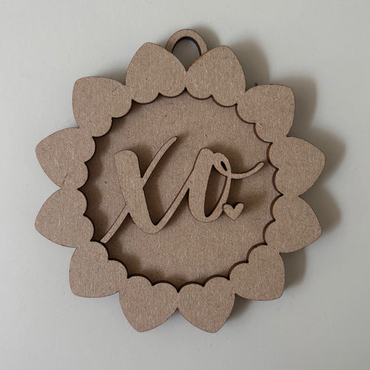 10cm XO Heart Border Bauble