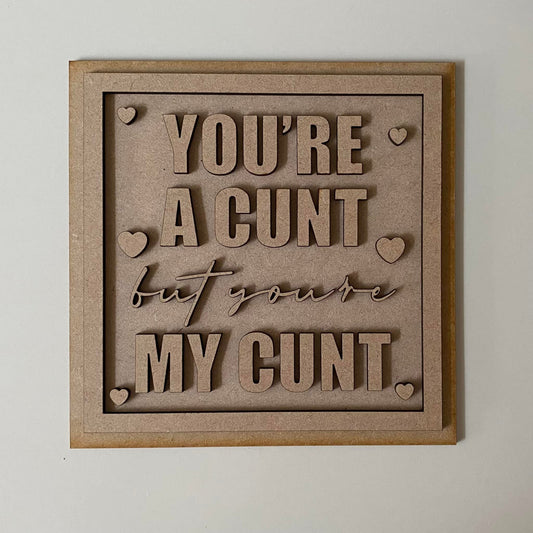 19cm You're A Cunt But You're My Cunt Sign