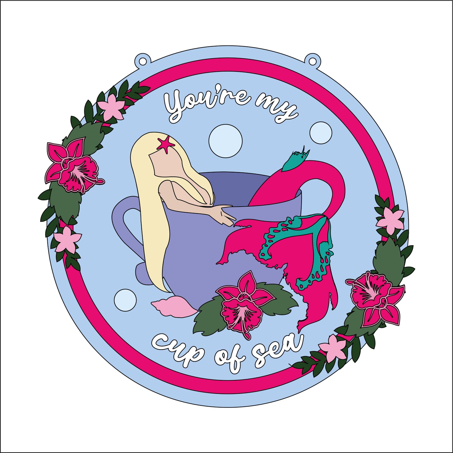 20cm Cup Of Sea Summer Mermaid Sign