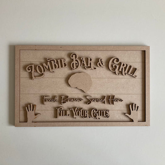30cm Zombie Bar & Grill Sign