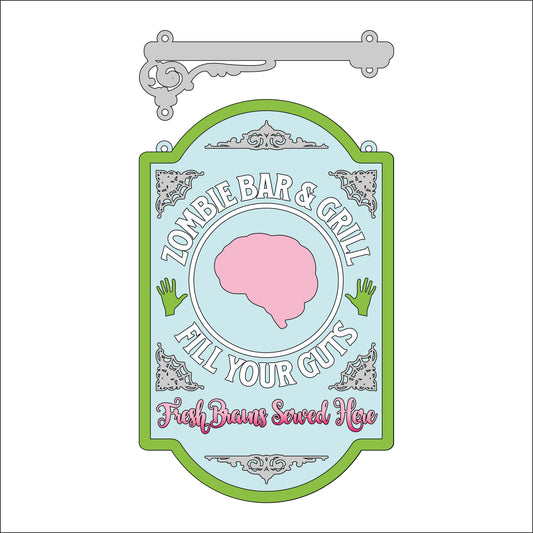 25cm Zombie Bar & Grill Hanging Sign