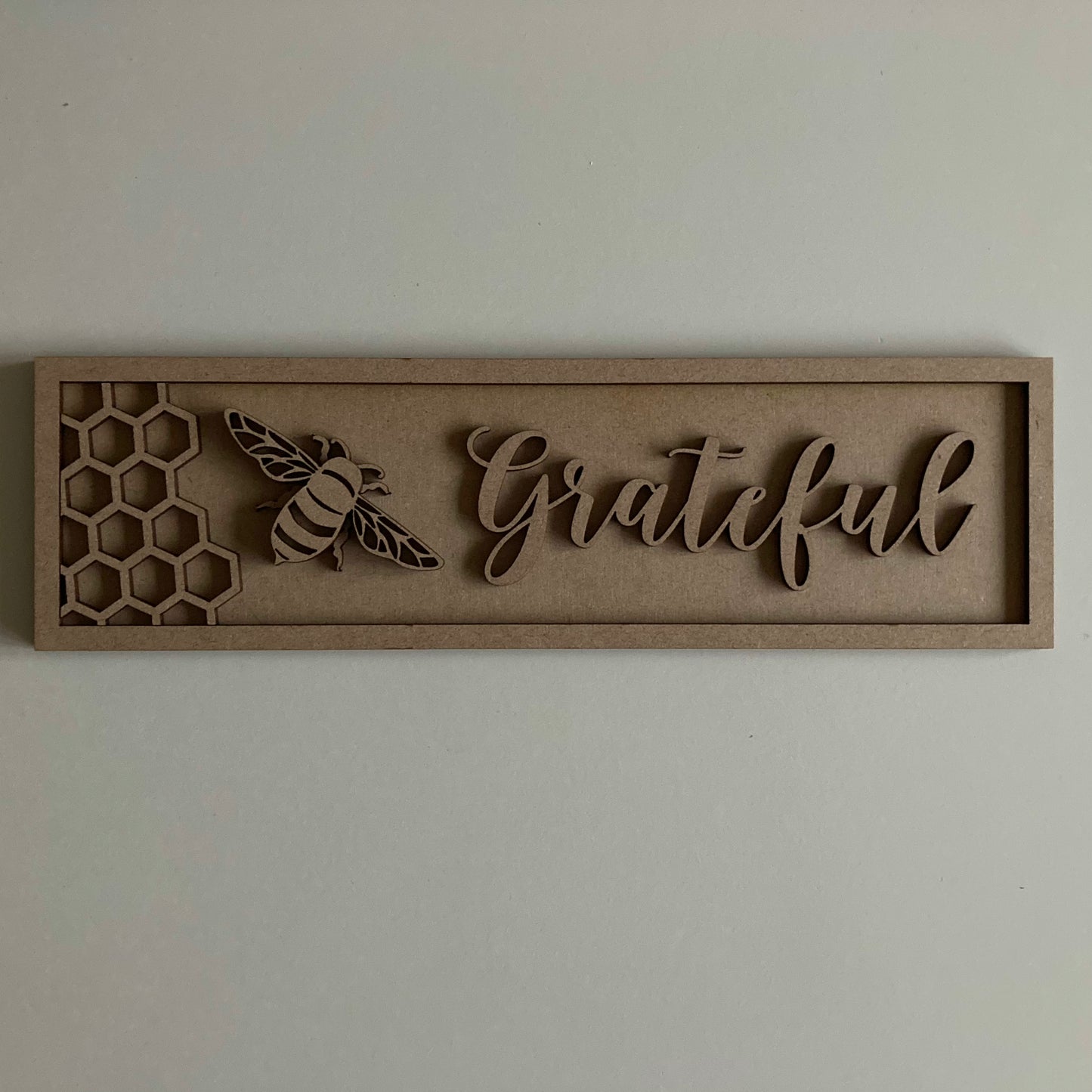 30cm Bee Grateful Rectangle Sign