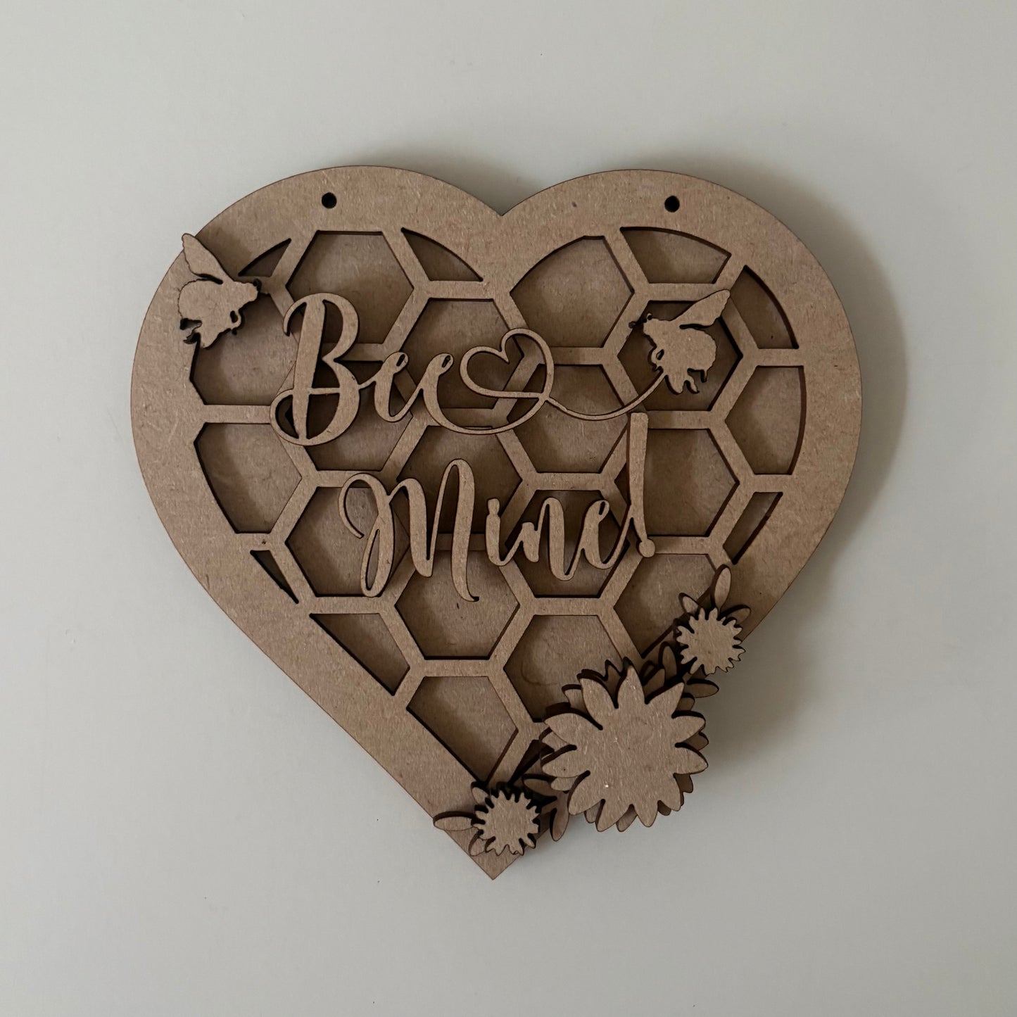 15cm Bee Mine Honeycomb Heart Sign