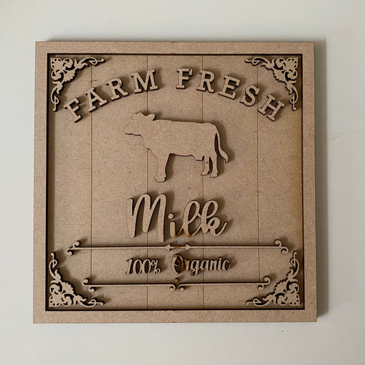19cm Farm Fresh Milk Sign