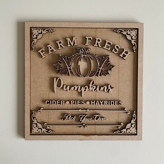 19cm Farm Fresh Pumpkins Sign