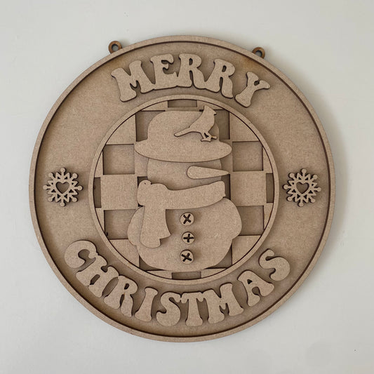 20cm Merry Christmas Snowman Sign
