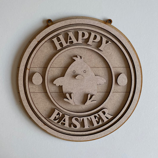 20cm Happy Easter Chick Round Sign