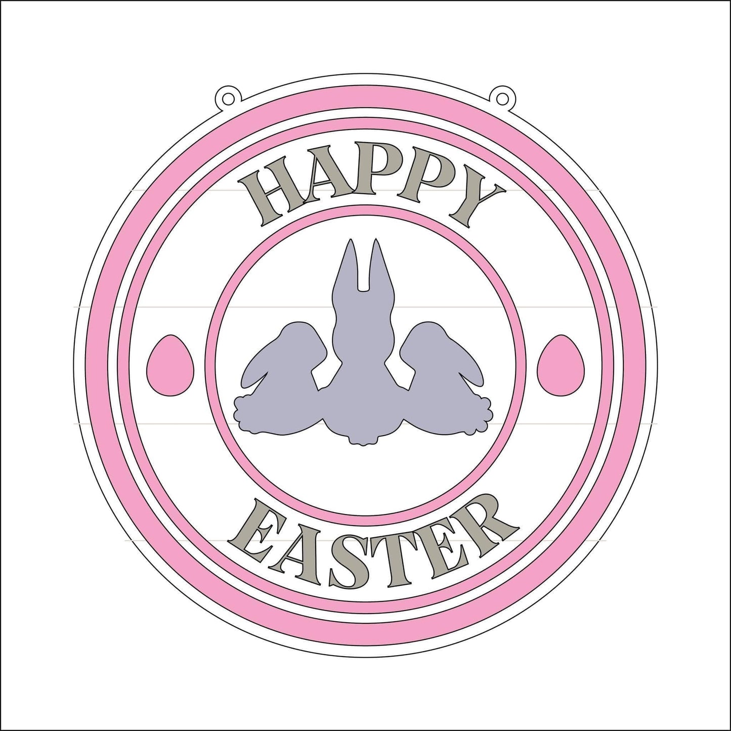 20cm Happy Easter Three Bunnies Round Sign