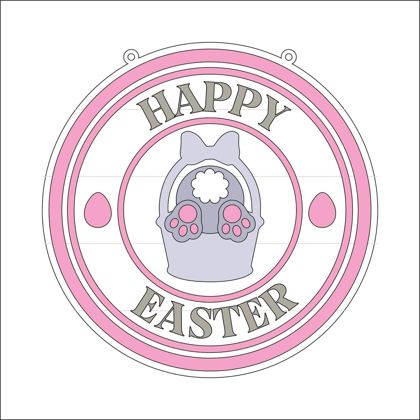 20cm Happy Easter Bunny In A Basket Round Sign