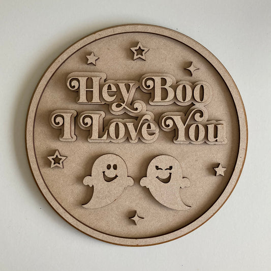 20cm Hey Boo I Love You Sign