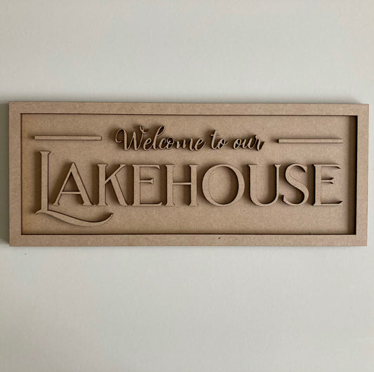 30cm Welcome To Our Lakehouse Rectangle Sign