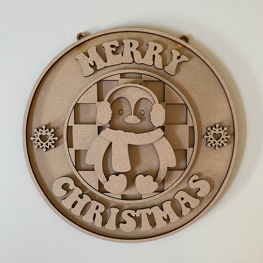 20cm Merry Christmas Penguin Sign