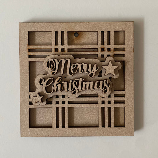 9cm Merry Christmas Tartan Mini Frame