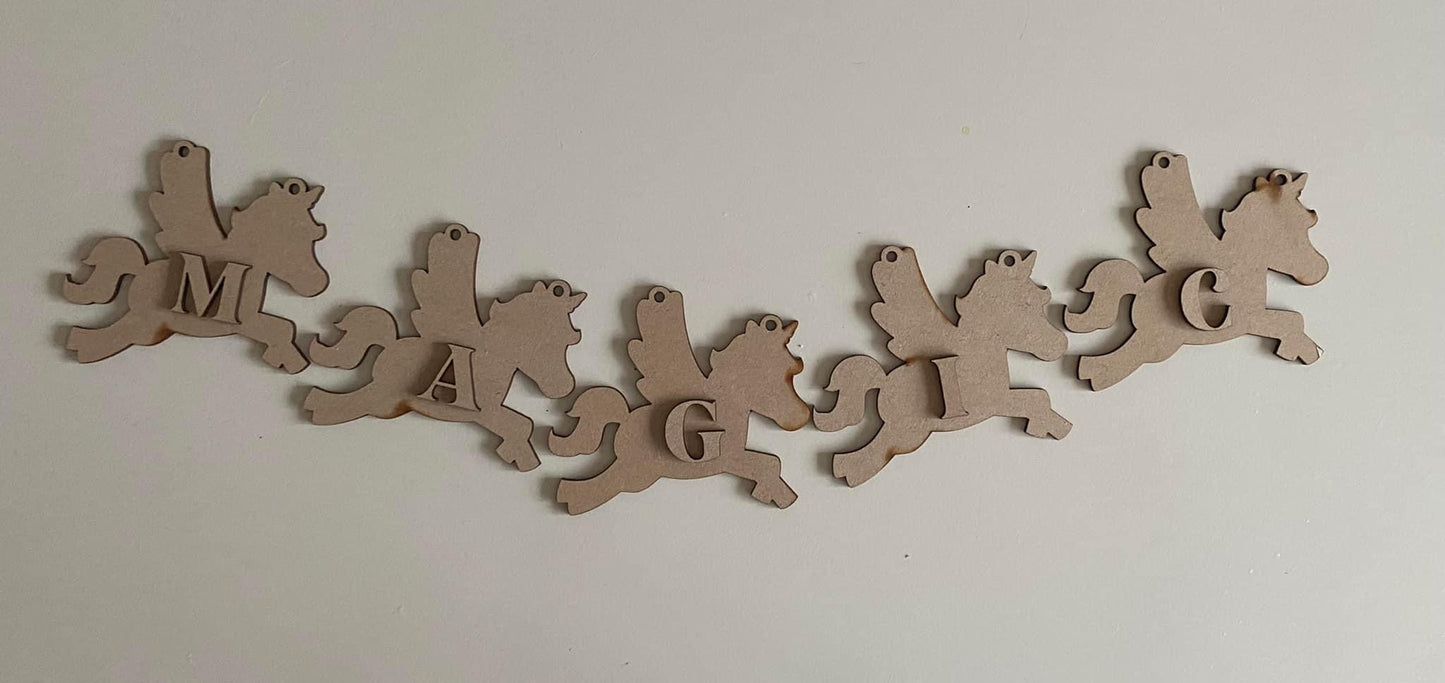 11cm Approx (Per Unicorn) Personalised Unicorn Bunting